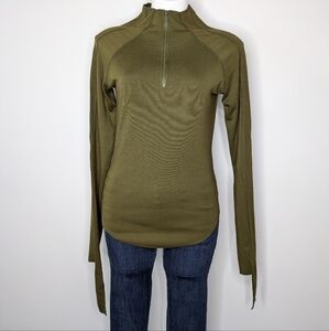 Tribe Kelley green long sleeve 1/3 zip pullover top M